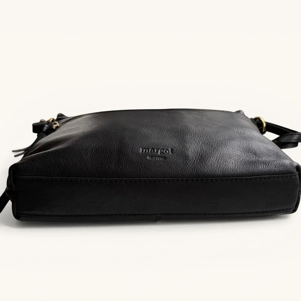 Classic Black Leather Shoulder Bag with Gold Hardware